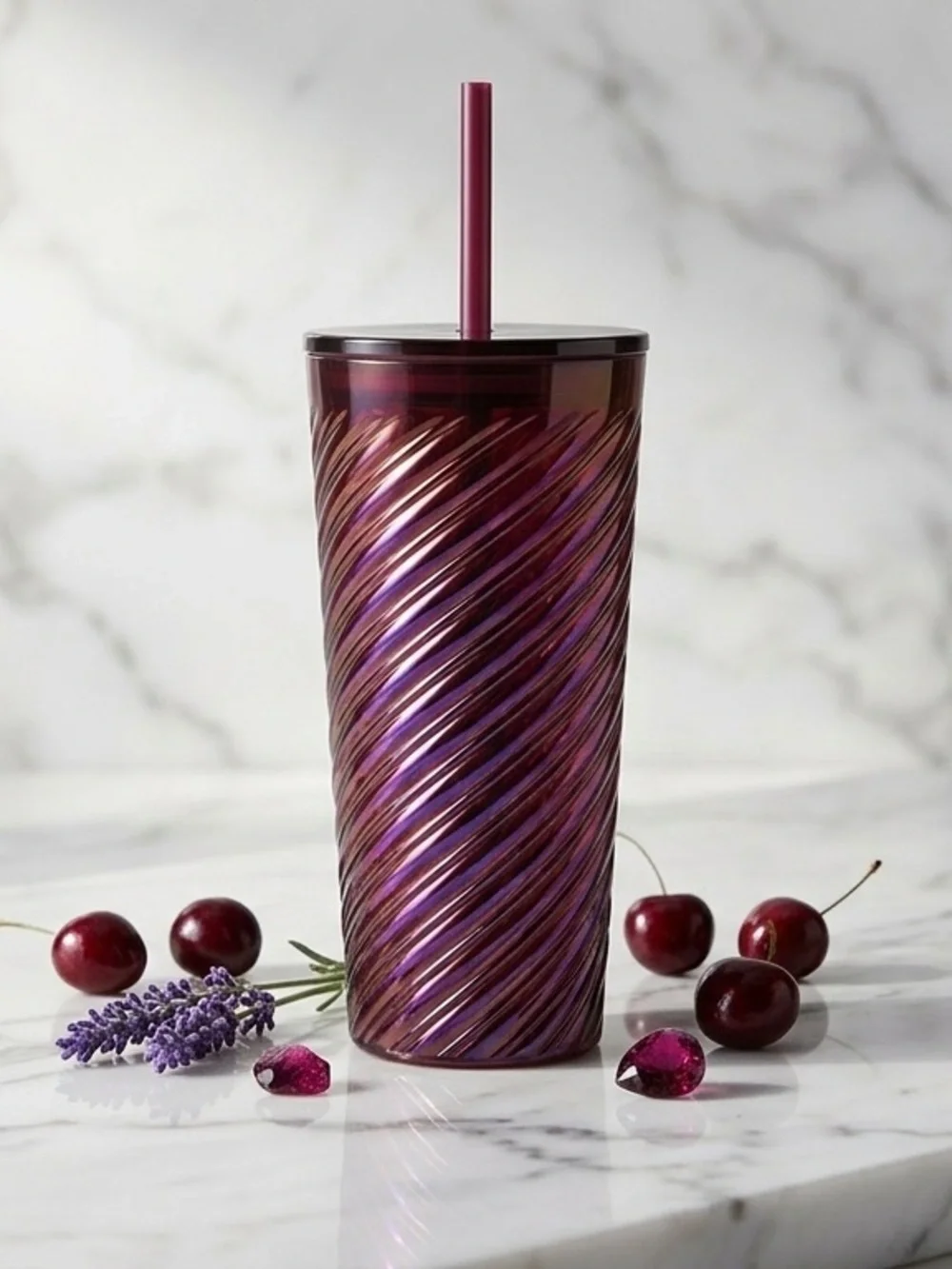 Starbucks 2023 Red Opalescent Twist Glass Tumbler 18oz Cold Cup New With Tags